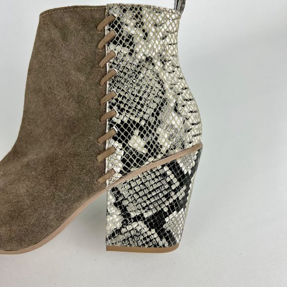 Naughty Monkey Saffron Womens Ankle Boot Taupe Suede Snake Print size 8.5 - Picture 12 of 15